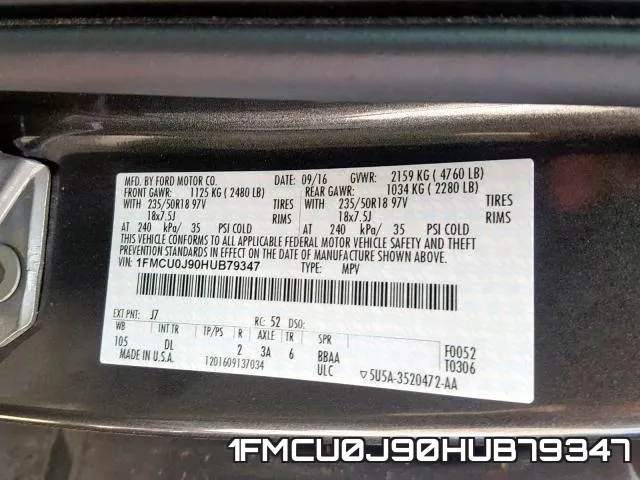 1FMCU0J90HUB79347 фото 2