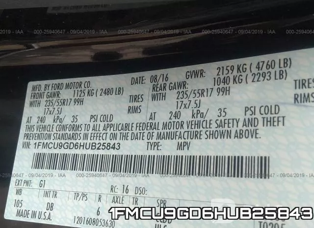 1FMCU9GD6HUB25843 фото 8