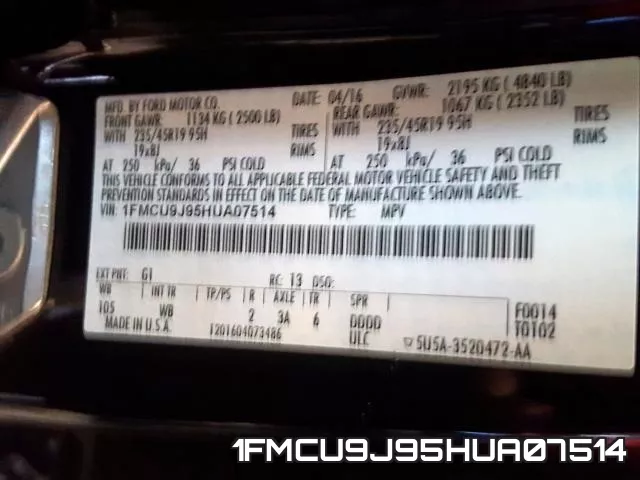 1FMCU9J95HUA07514 фото 2