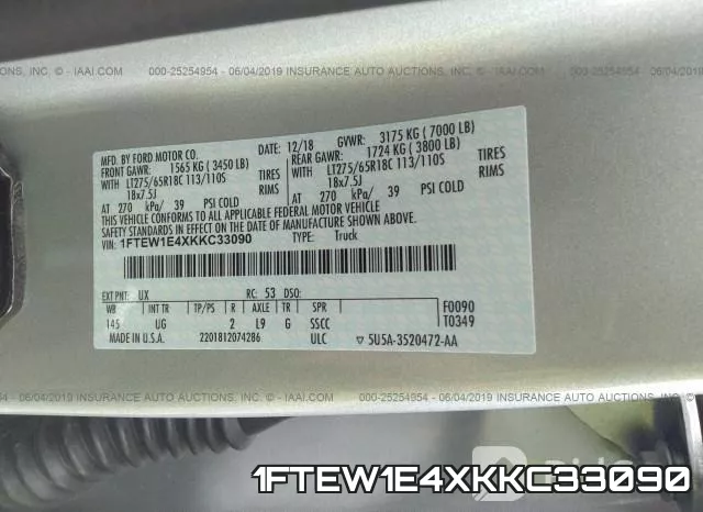 1FTEW1E4XKKC33090 фото 10