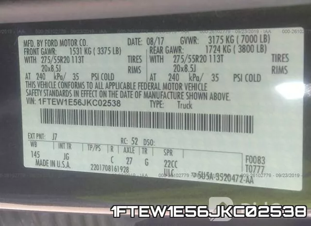 1FTEW1E56JKC02538 фото 9