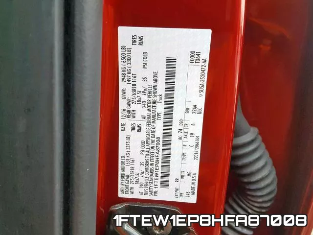 1FTEW1EP8HFA87008 фото 2