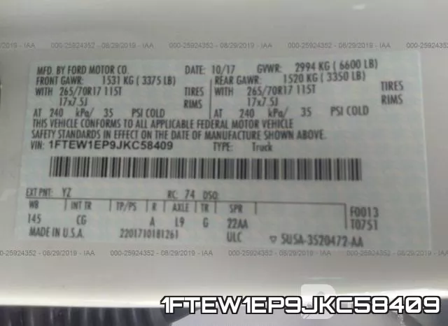 1FTEW1EP9JKC58409 фото 10