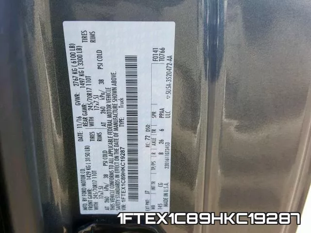 1FTEX1C89HKC19287 фото 2