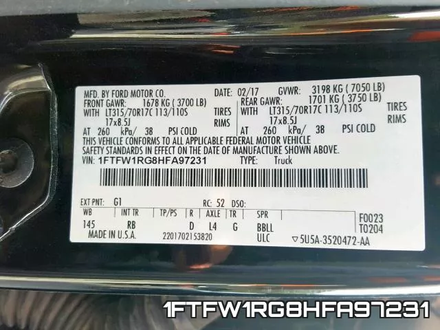 1FTFW1RG8HFA97231 фото 2