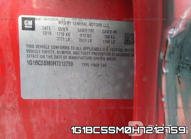 1G1BC5SM0H7212759 фото 9