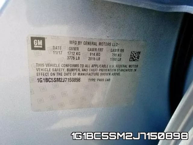 1G1BC5SM2J7150898 фото 2