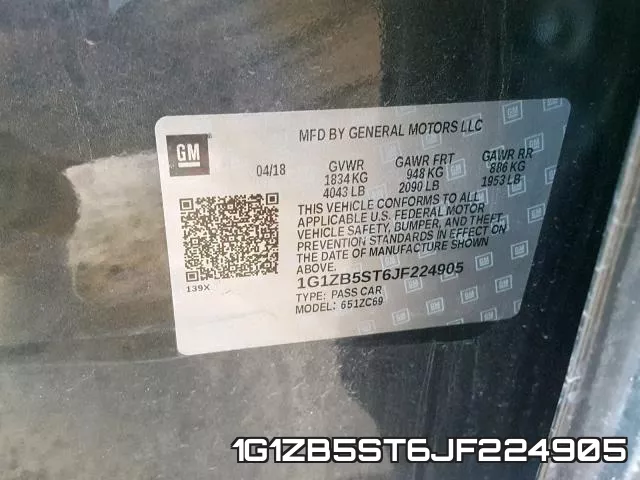 1G1ZB5ST6JF224905 фото 2