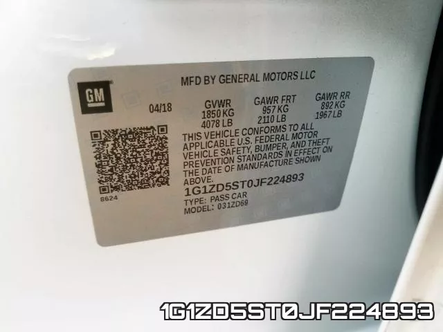1G1ZD5ST0JF224893 фото 2
