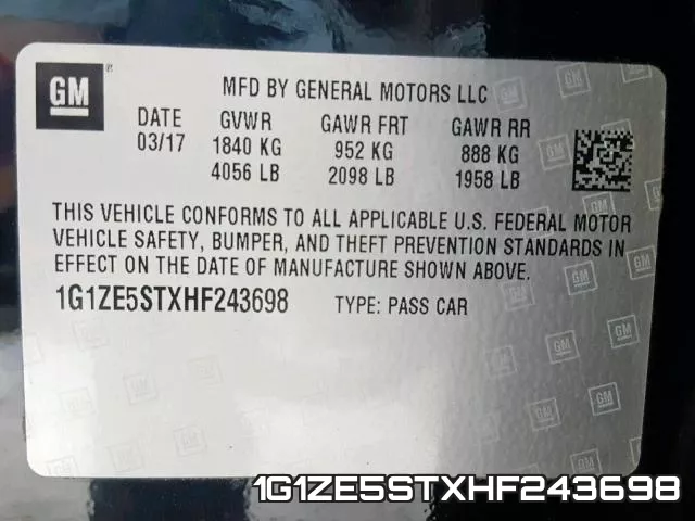 1G1ZE5STXHF243698 фото 2