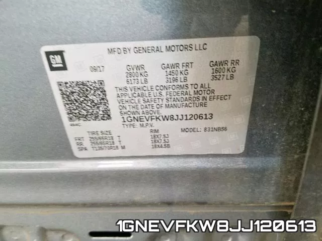 1GNEVFKW8JJ120613 фото 2