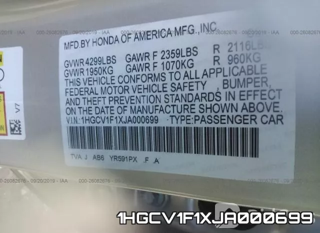 1HGCV1F1XJA000699 фото 10