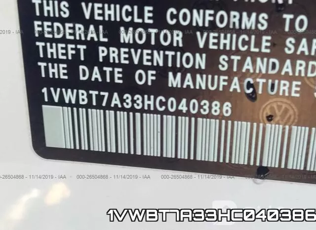 1VWBT7A33HC040386 фото 10