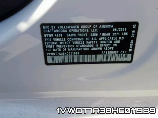 1VWDT7A38HC011989 фото 2