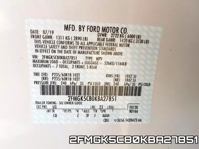 2FMGK5C80KBA27851 фото 2
