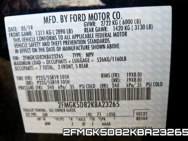 2FMGK5D82KBA23265 фото 2