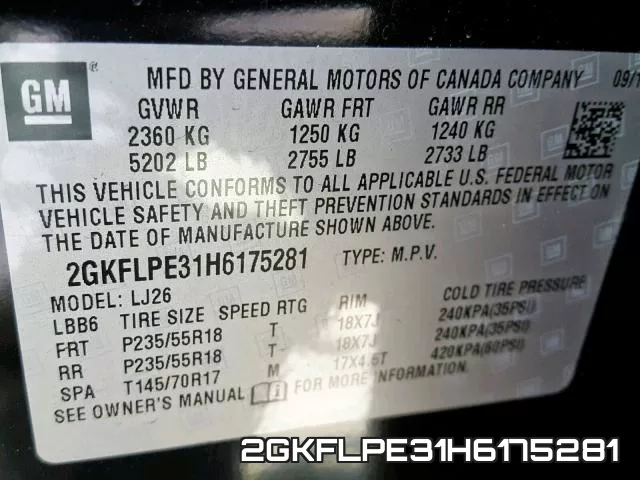 2GKFLPE31H6175281 фото 2