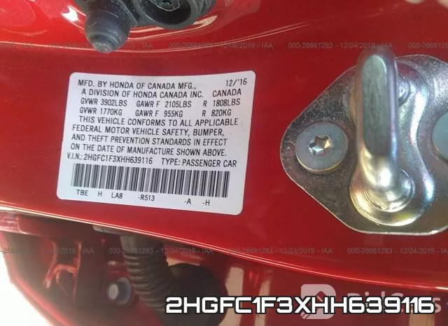 2HGFC1F3XHH639116 фото 10