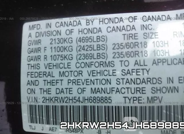 2HKRW2H54JH689885 фото 8