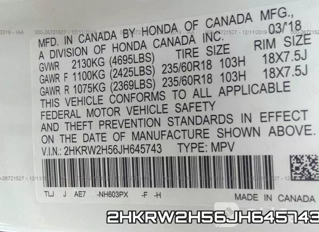 2HKRW2H56JH645743 фото 10