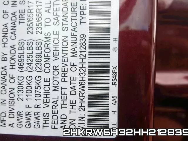 2HKRW6H32HH212839 фото 2