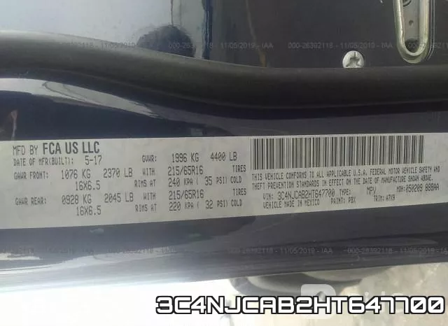 3C4NJCAB2HT647700 фото 9