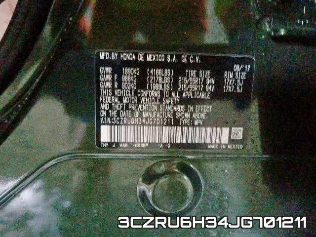 3CZRU6H34JG701211 фото 2