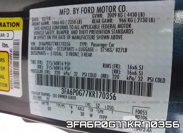 3FA6P0G77KR170356 фото 7