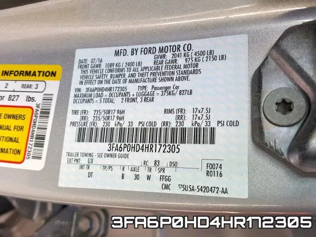 3FA6P0HD4HR172305 фото 2