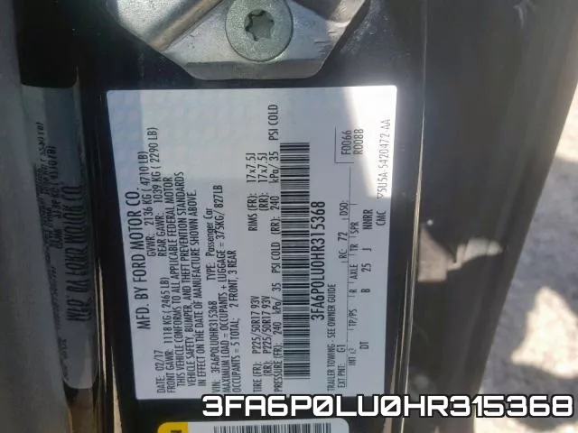 3FA6P0LU0HR315368 фото 2