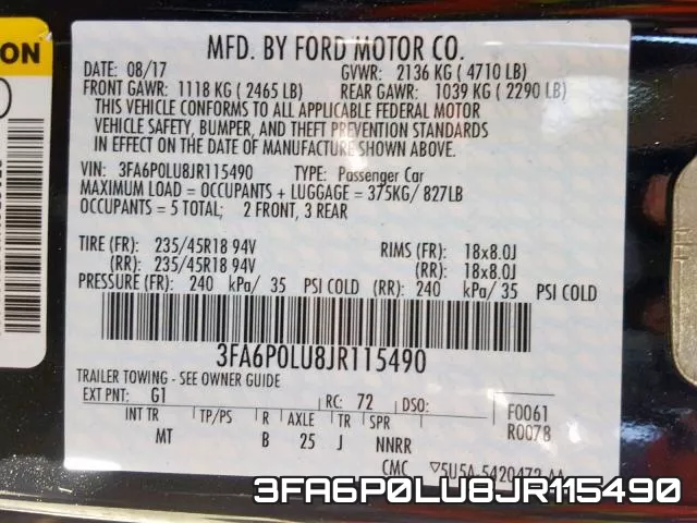 3FA6P0LU8JR115490 фото 2