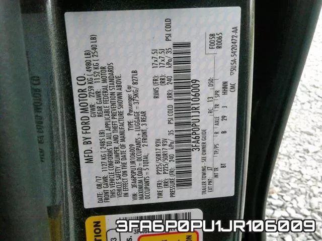 3FA6P0PU1JR106009 фото 2