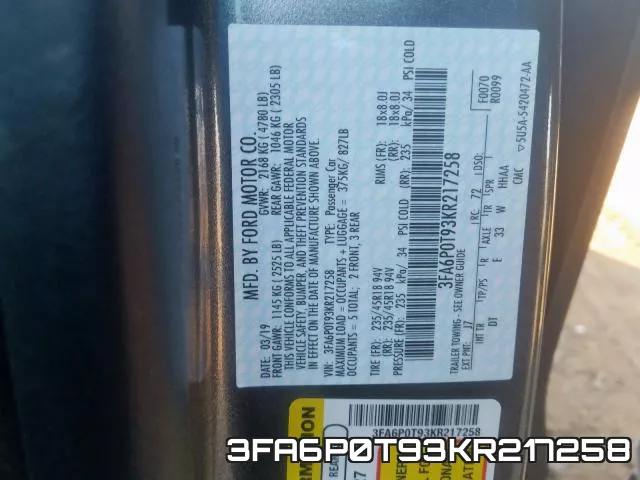 3FA6P0T93KR217258 фото 2