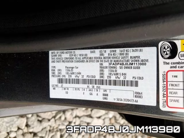 3FADP4BJ0JM113980 фото 2