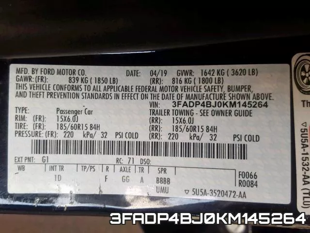 3FADP4BJ0KM145264 фото 2
