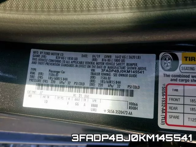 3FADP4BJ0KM145541 фото 2