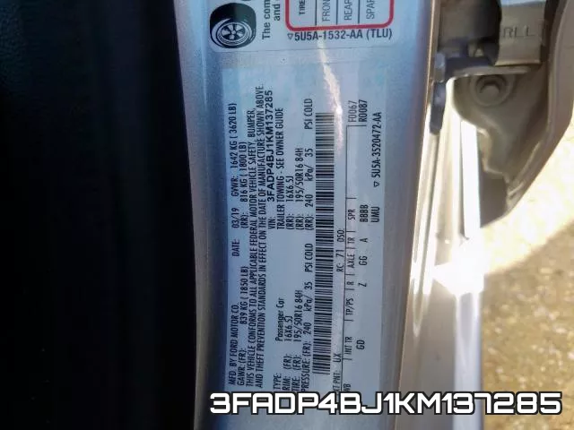 3FADP4BJ1KM137285 фото 2