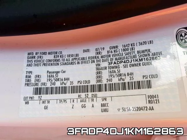3FADP4DJ1KM162863 фото 2