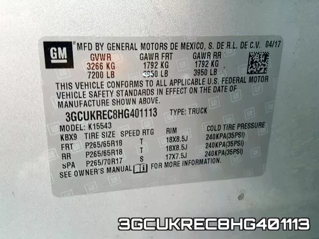 3GCUKREC8HG401113 фото 2