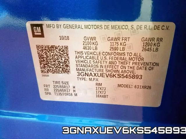 3GNAXUEV6KS545893 фото 2