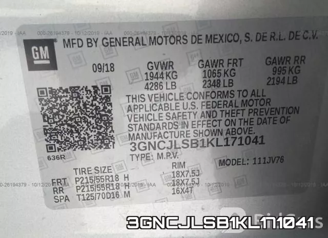 3GNCJLSB1KL171041 фото 10