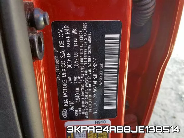 3KPA24AB8JE138514 фото 2