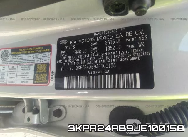 3KPA24AB9JE100158 фото 10
