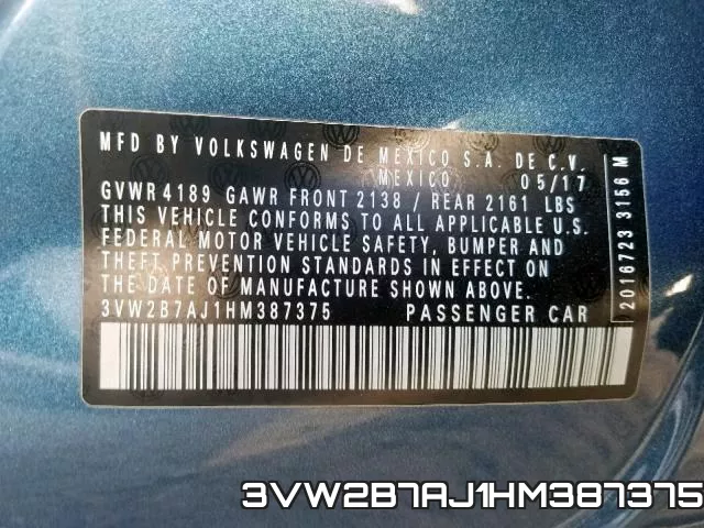 3VW2B7AJ1HM387375 фото 2