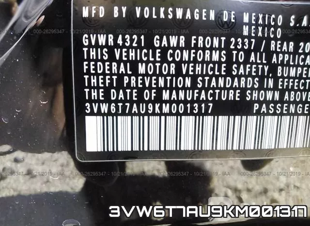 3VW6T7AU9KM001317 фото 9