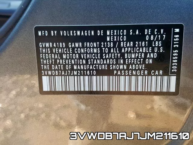 3VWDB7AJ7JM211610 фото 2