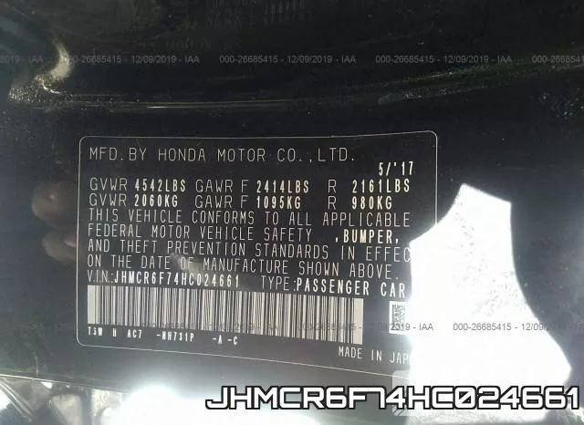 JHMCR6F74HC024661 фото 10