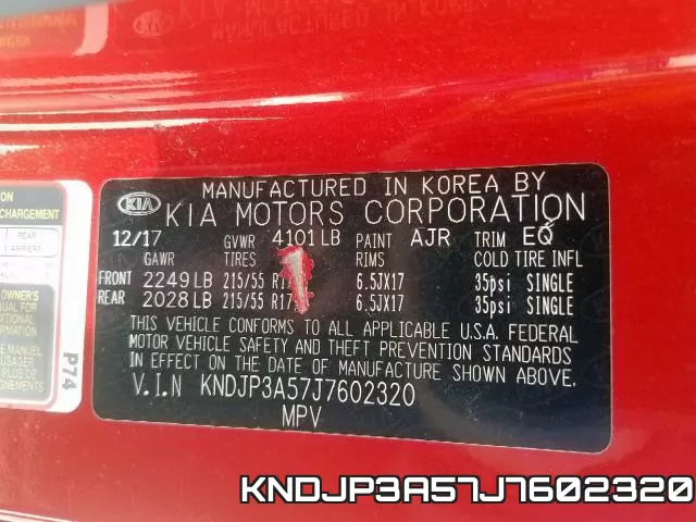 KNDJP3A57J7602320 фото 2