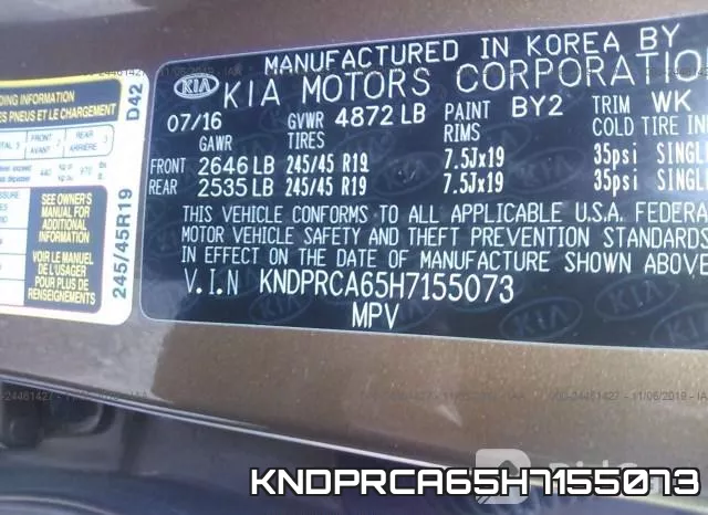 KNDPRCA65H7155073 фото 10