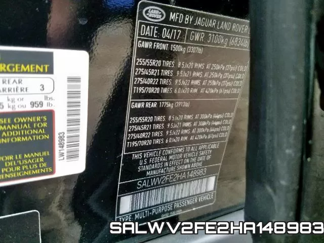 SALWV2FE2HA148983 фото 2